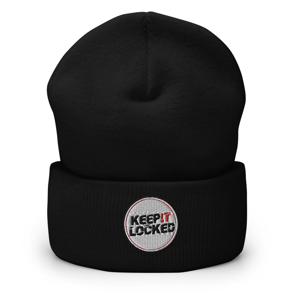 Simon Hill Keep It Locked Badge Logo Cuffed Beanie