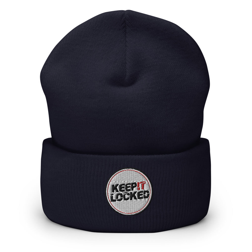 Simon Hill Keep It Locked Badge Logo Cuffed Beanie