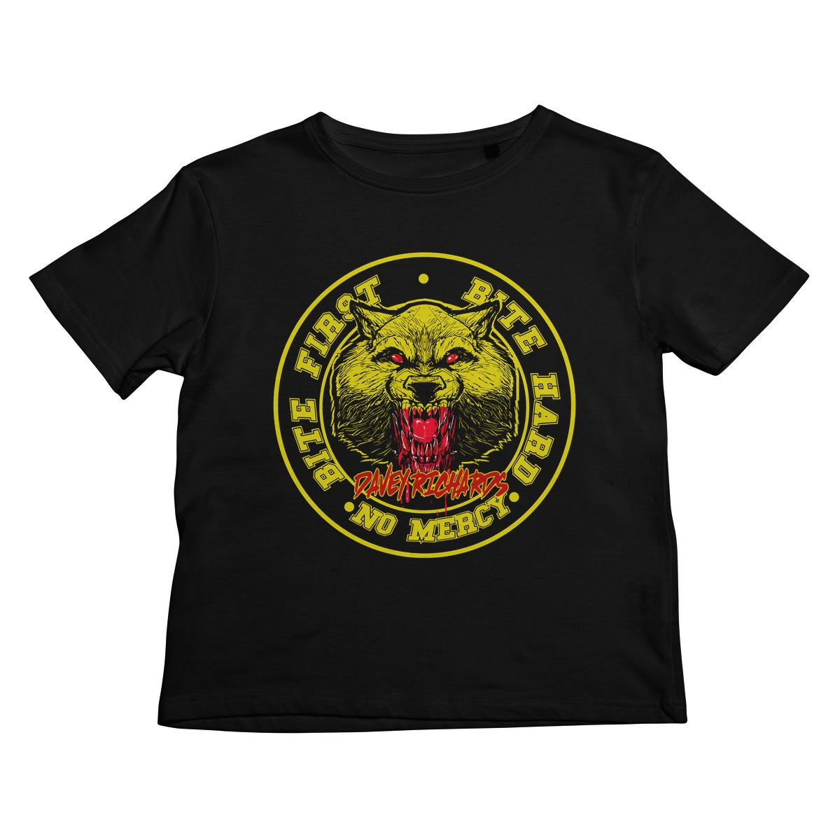 Davey Richards Bite First Black Kids T-Shirt