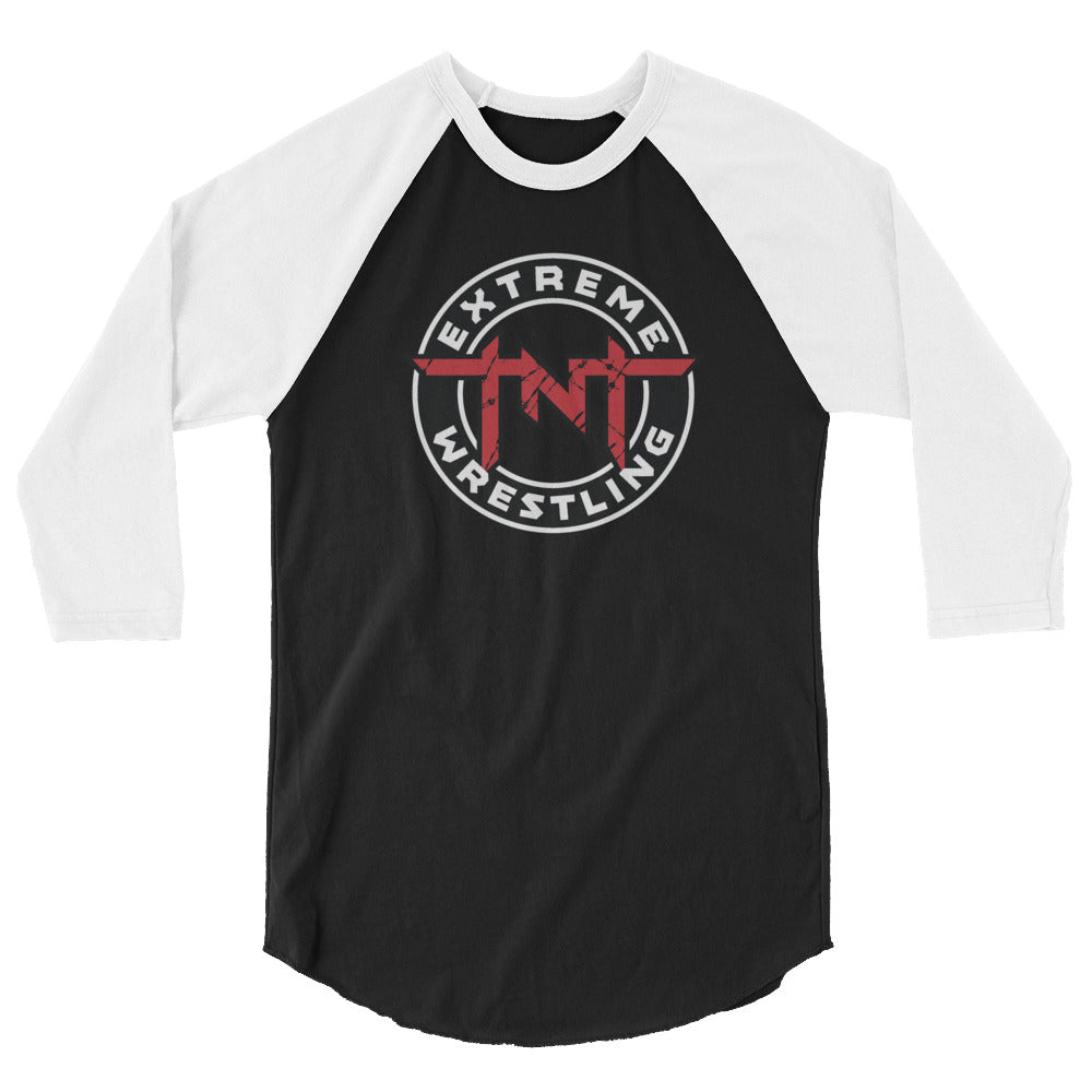 TNT Extreme Wrestling Logo 3/4 sleeve raglan shirt