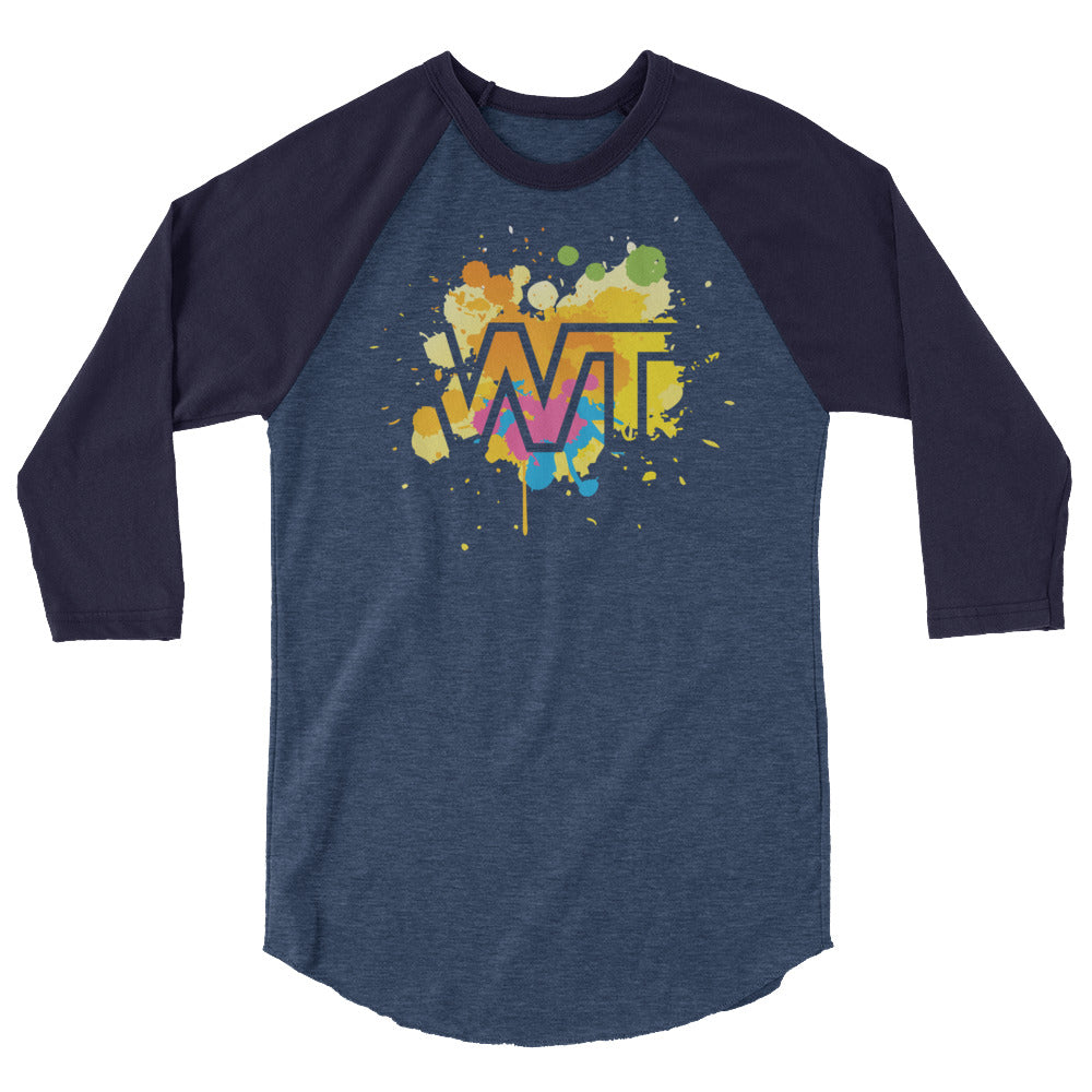 Wrestling Travel Paint Splat 3/4 sleeve raglan shirt