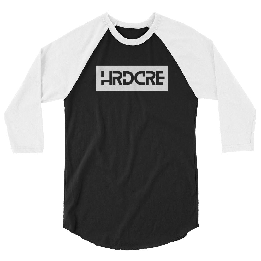 Thirteen | 10 HRDCRE Logo White Black 3/4 sleeve raglan shirt