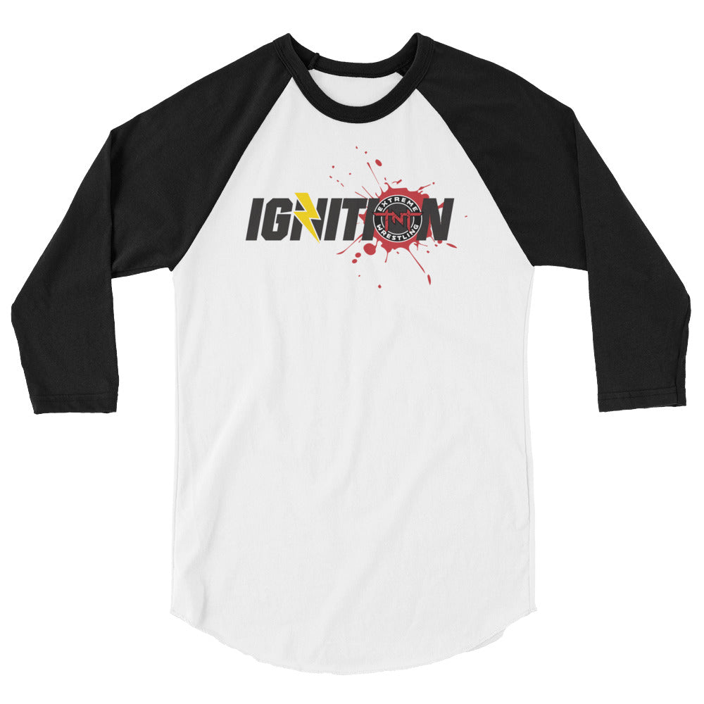 TNT Extreme Wrestling IGNITION logo 3/4 sleeve raglan shirt